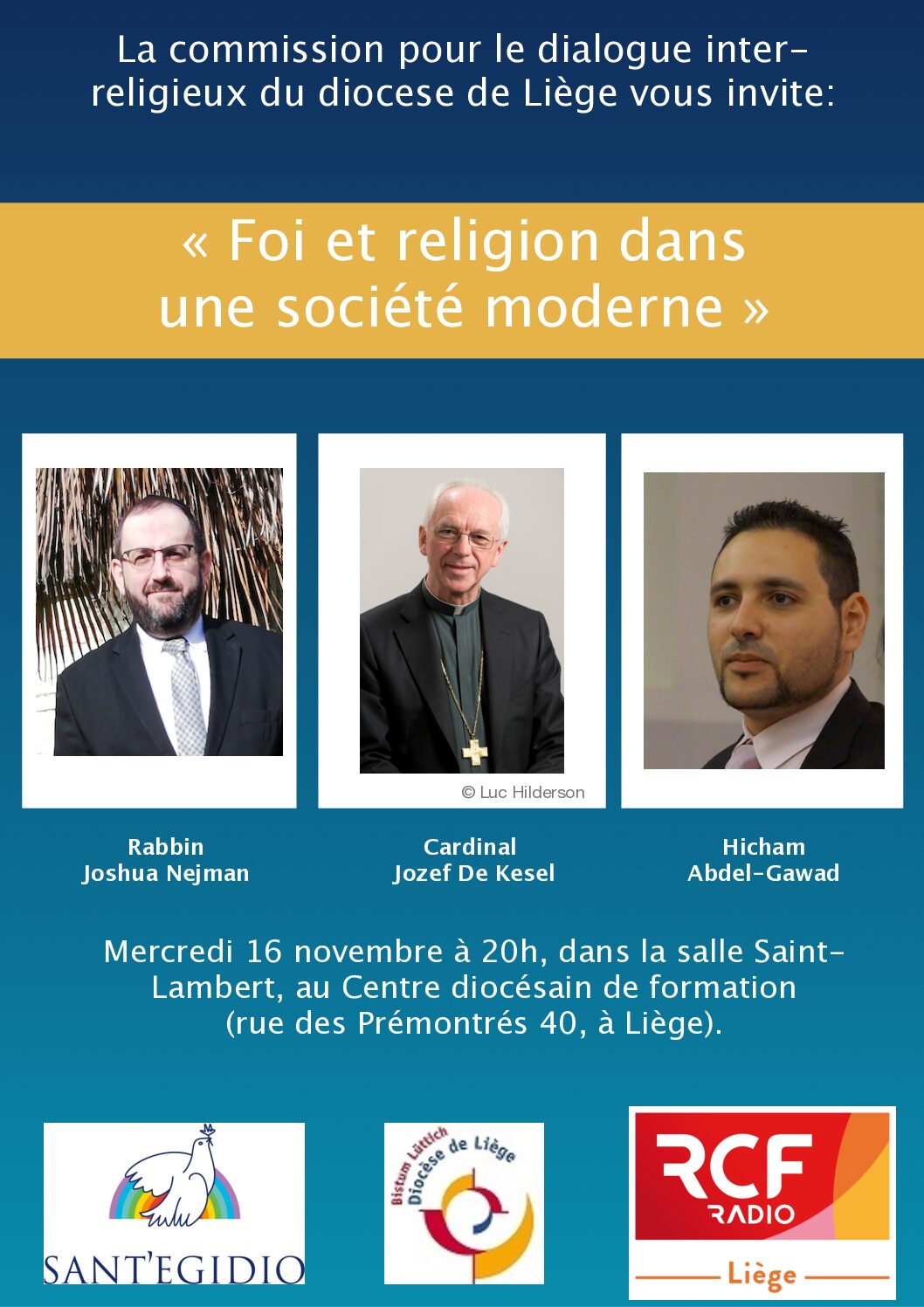 Conférence “Foi et religion dans une société moderne” à Liège